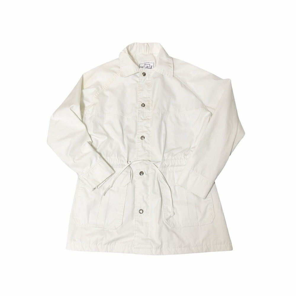 VTG Woolrich Jacket Women M White Lined Zip Snap Up‎ Coat USA Made